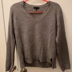 J Crew Grey Sweater with leather sleeves